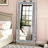XXXL Large Charming Diamond Decorative Wall Mirror Crushed Crystal Long Full Length Mirror 1