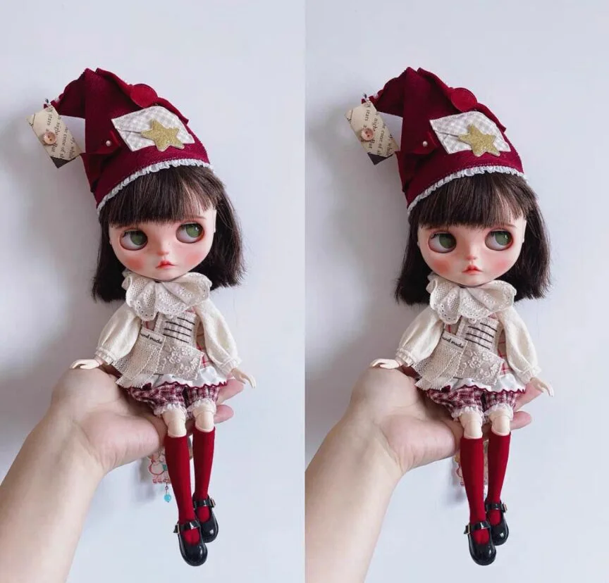 

2024 newest Christmas style Blythe clothes blythe doll outfit Top/pants/hat 1/6 30cm BJD anime girl (Fit for Pullip,Ob24, Licca)