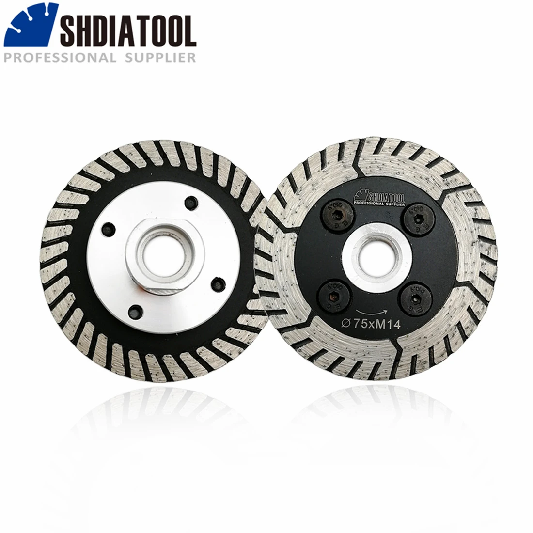 SHDIATOOL 2 pcs 75mm Hot pressed mini mesh turbo rim diamond blades with removable M14 flange  Carving blade cutting disc shdiatool 1piece dia 10inch 250mm hot pressed sintered diamond blade cutting disc x mesh turbo rim segment dry or wet saw blade