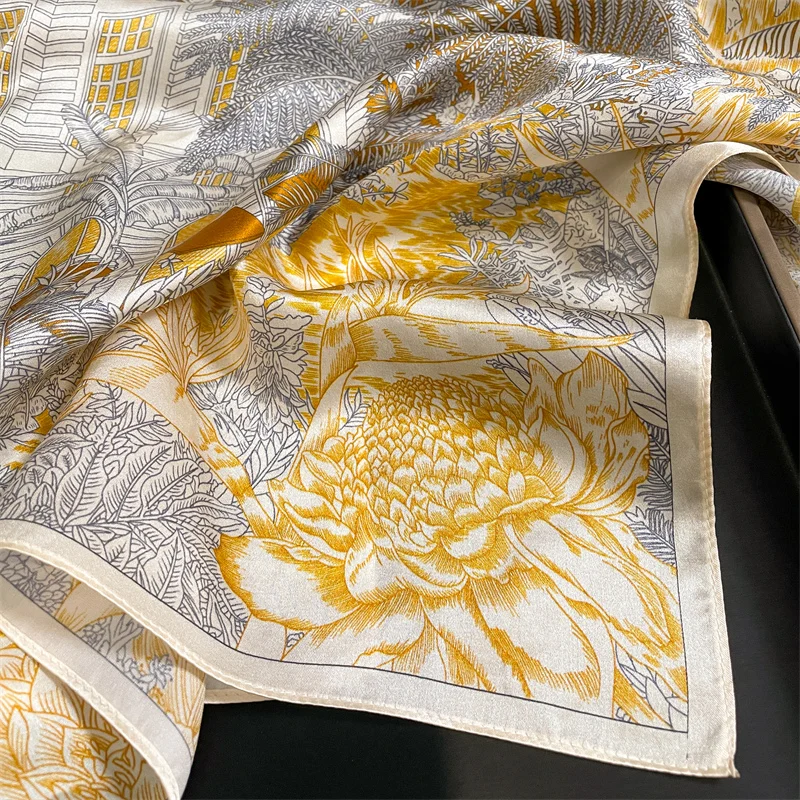 100% Real Silk Scarf New Natural Shawl Wraps Women Ladies Fashion Scarves Foulard Bandana Square Headband Hijab Poncho Pashmina 4