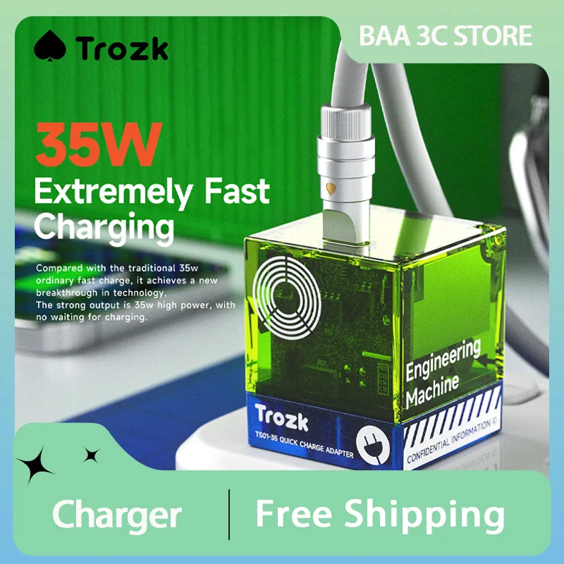 US 35w Gallium Nitride Fast Charging Plug Travel Portable Pd Charger Creative Phones Charger Desktop Decoration Gift Trozk