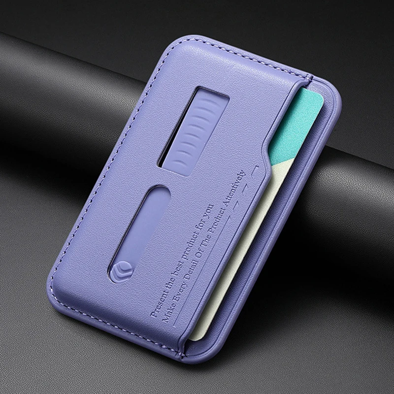 Sleek Magnetic Leather Wallet Card Holder Case with Hidden Strap