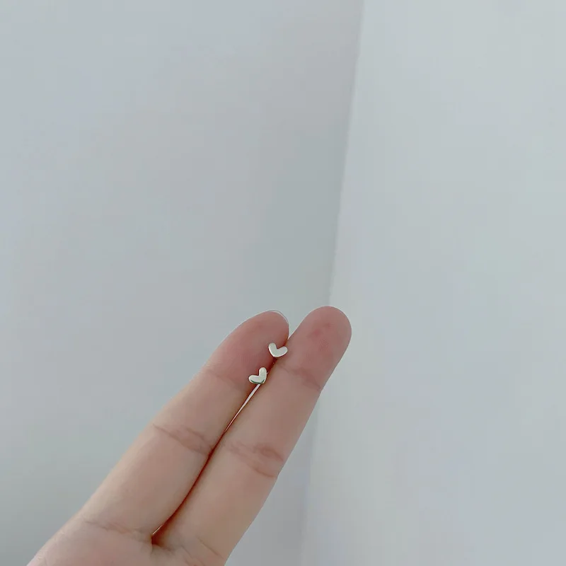 S925 Sterling Silver Needle Simple Hollow out Mini Heart Wing Stud Earrings Set for Women Girls