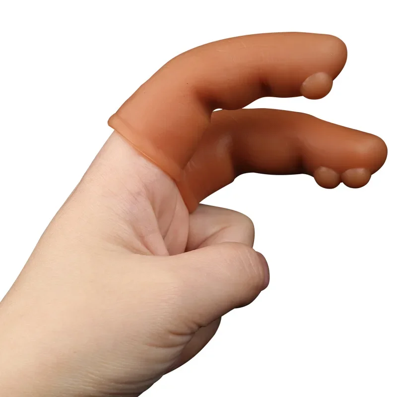 Double Finger Sleeve Reusable Safe Anal Prostata G Spot Massage Liquid Silicone SM Exotic Sex Toys for Couple Adult Masturbation