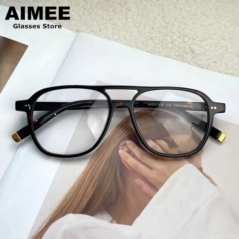 

Japanese Brand Acetate Glasses Frame Men Fashion Square Single-Beam Optical Eyeglasses Women Myopia Eyewear Blue Light Spectacle