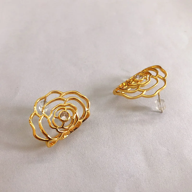 

Женское блестящее ювелирное изделие в форме розы, полый цвет, шпилька из серебра 925 пробы