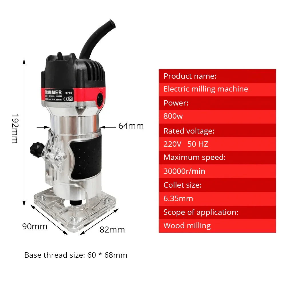800w 30000rpm Wood Router Tool Combo Kit Electric Woodworking Machines Power Carpentry Manual Trimmer Tools With Milling Cutter 2