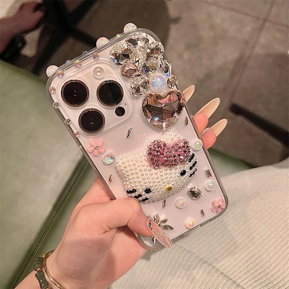 

Милый блестящий чехол с рисунком Hello Kitty для Iphone15 14 13 12 11