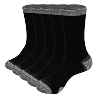 YUEDGE 5 Pairs Mens Thick Winter Thermal Warm Socks Moisture Wicking Cottom Cushioned Crew Work Socks for Men Size 37-46