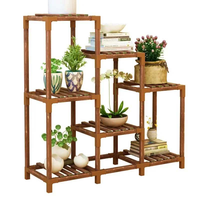 Household Balcony Plant Shelves Solid Wood Multi Layer Indoor Outdoor Flower Rack Living Room Bonsai Rack Garden Furniture Sets