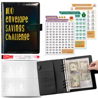 2024 New100 Envelope Savings Challenge Laser A5 Loose-Leaf Binder Budget Binder With Cash Envelopes Money Organizer System 1