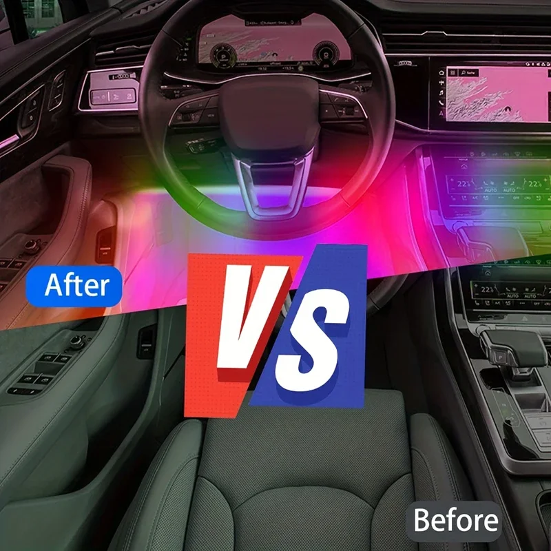 Bluetooth-Controlled Multi-Color RGB LED Interior Car Light Strip