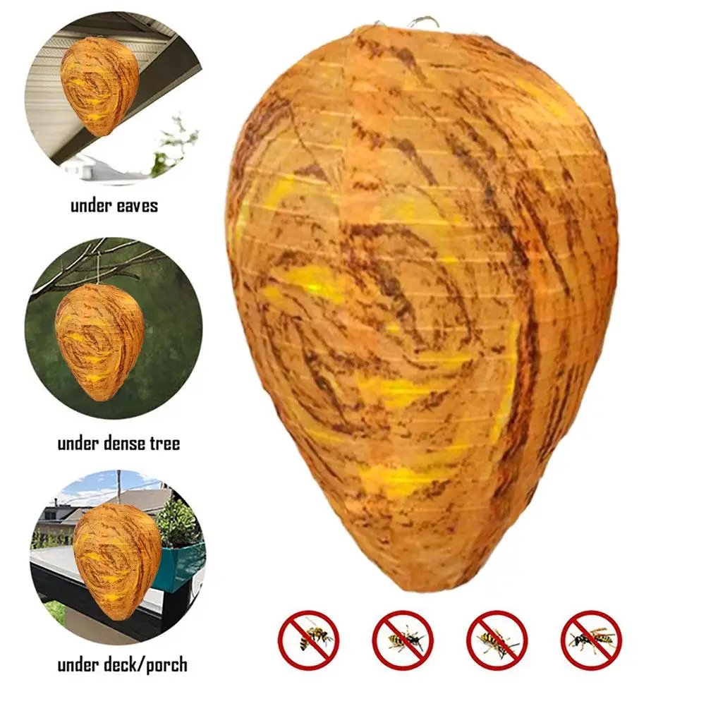 Hanging Wasp Nest Decoy Outdoor Waterproof Fake Wasp Nest Decoy Hornets Plastic Insects Paper Drive Beehive Lantern insect traps wasp trap