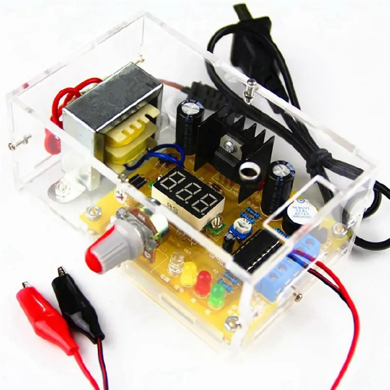 【빅딜】LM317 가변 전압 조절 전원 공급 장치 DIY 키트 AC 220V 안정화 전원 공급 장치 실험실 EU 플러그