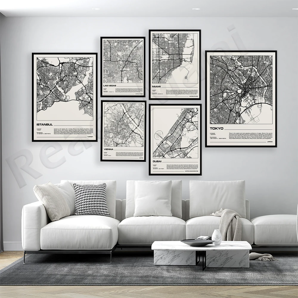 Roma, Taiwan, Miami, Dubai, Shanghai, Praga, Las Vegas, Tokyo, Vienna Austria, Shenzhen Cina, Istanbul Turchia City Map Poster