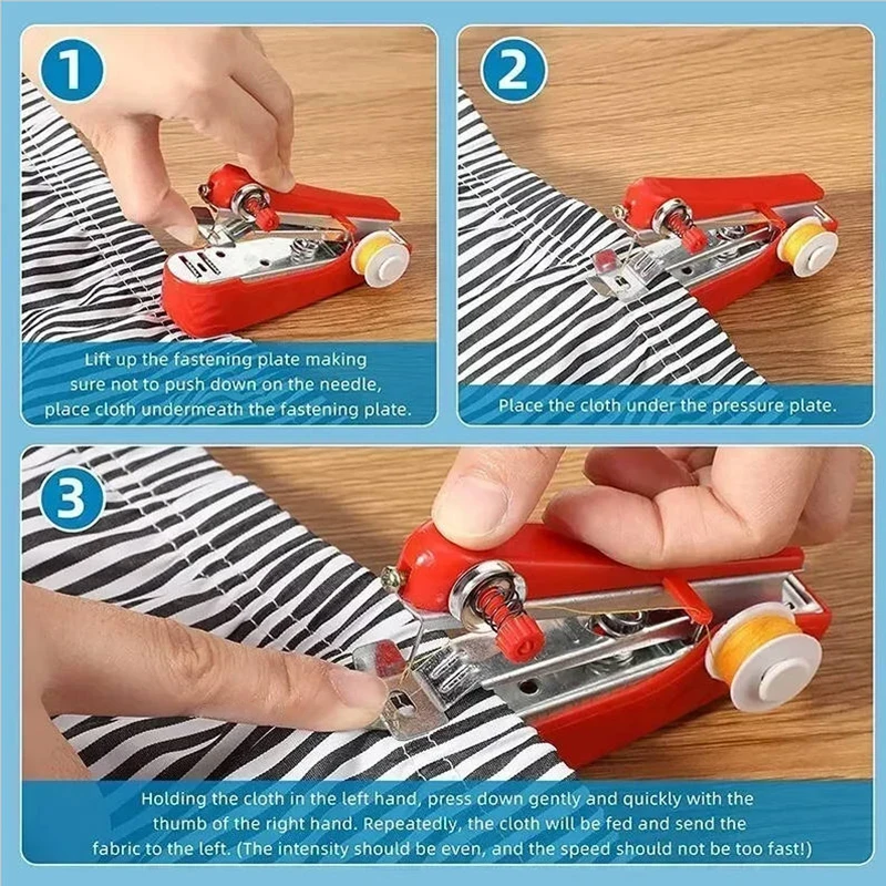 Handheld Portable Mini Sewing machine Simple DIY Sewing Fabric Embroidery Manual Operation Tool for Travel Outdoor Travel NEW 2