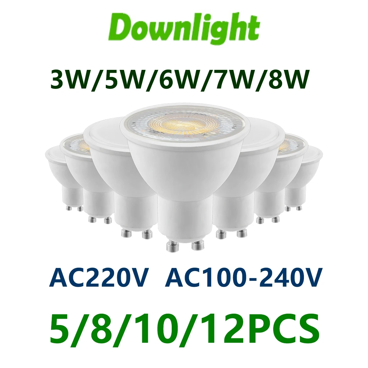 Spot lumineux LED GU10, ampoule à économie d'énergie, AC220V AC120V, 3W 5W 6W 7W 8W, vous pouvez remplacer la lampe halogène 50W, 5 à 12 pièces