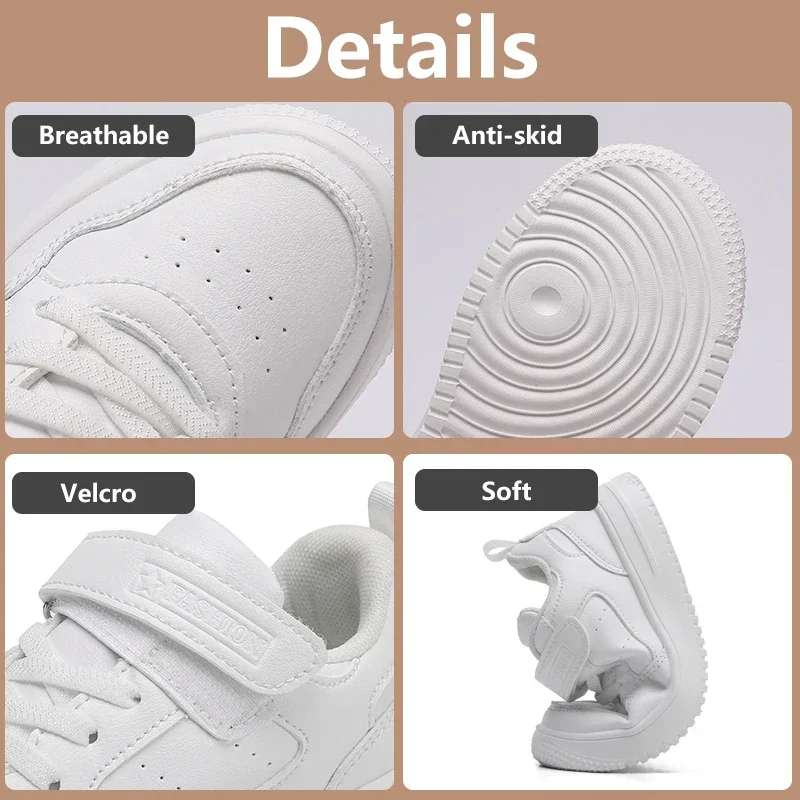 New Casual Leather Sneakers for Children Solid Color Fashion Skateboarding Shoes for Kids Comfortable Low Top Trainers Boys Sports Shoes Baby Shoes Kids Sneakers Kids Shoes Kids Sports Shoes