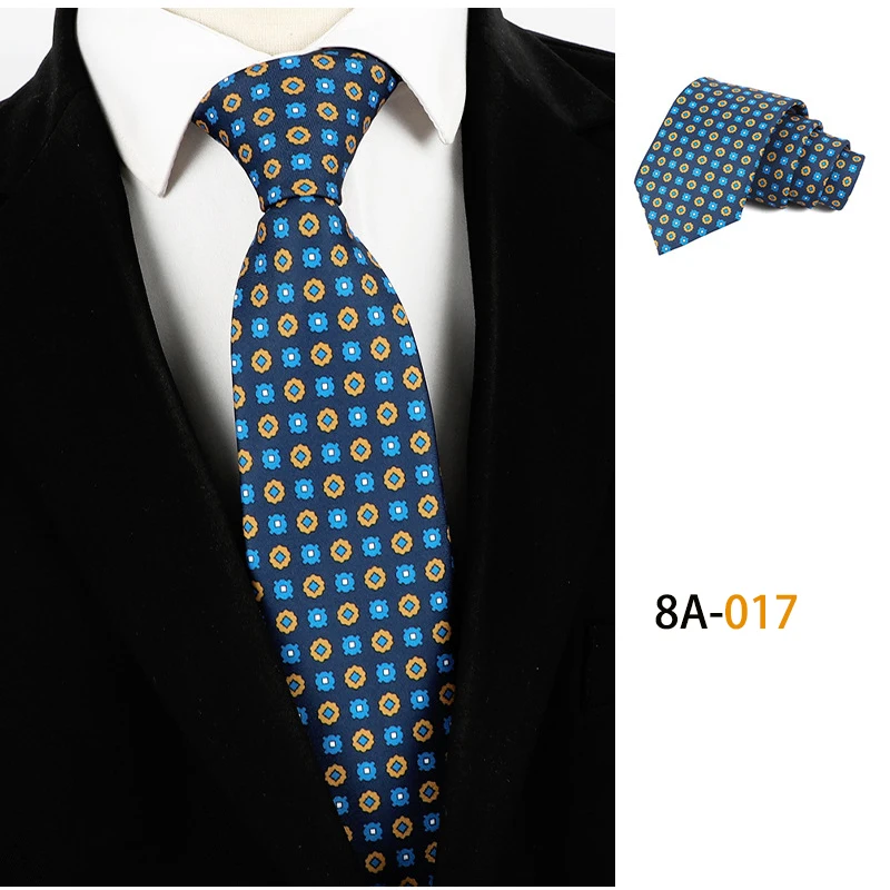 Herrenmode-Krawatte, 8 cm, weiche Neuheits-Krawatte, blau, rot, grün, Farbe, Krawatten für Männer, gepunktetes Blumen-Krawatte, Hochzeit, Geschäftsgeschenk – Detail 20