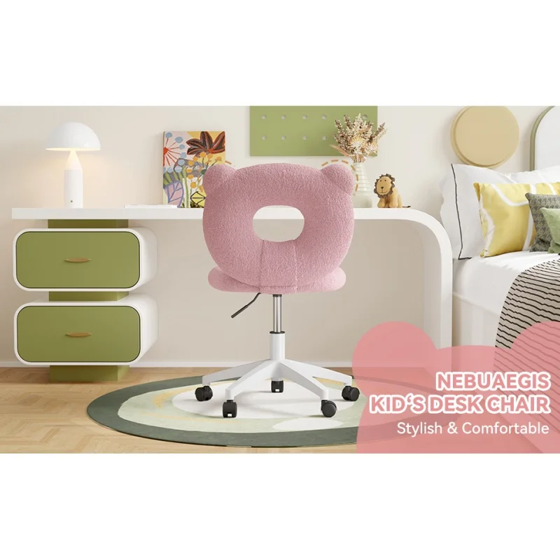 Little Bear Office Chair Female Male Dormitory Backrest Chair Pink Cute Bedroom Living Room Chairs Learning Chair Furniture Home 2