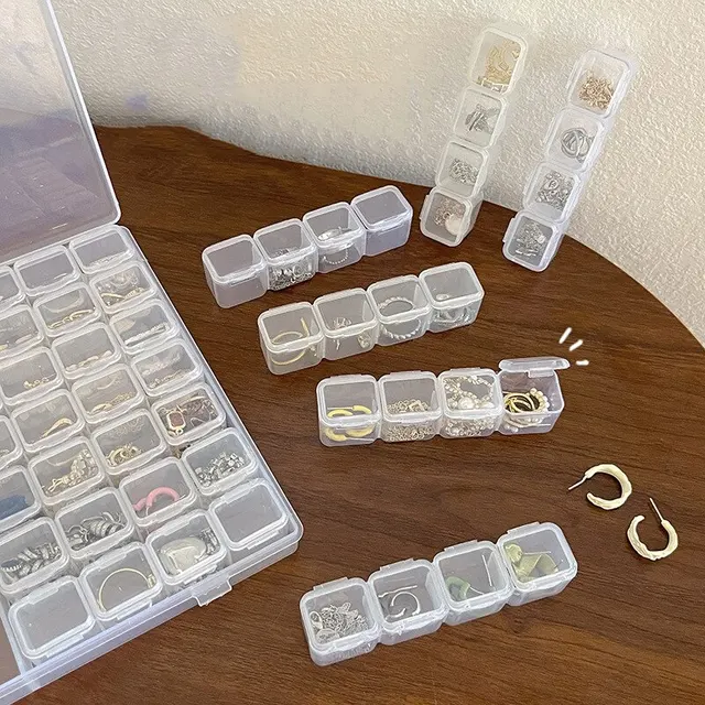 28 Grids Plastic Jewelry Storage Box Necklace Earrings Rings Jewelry Packaging Organizer Portable Pill Medicine Storage Box 3