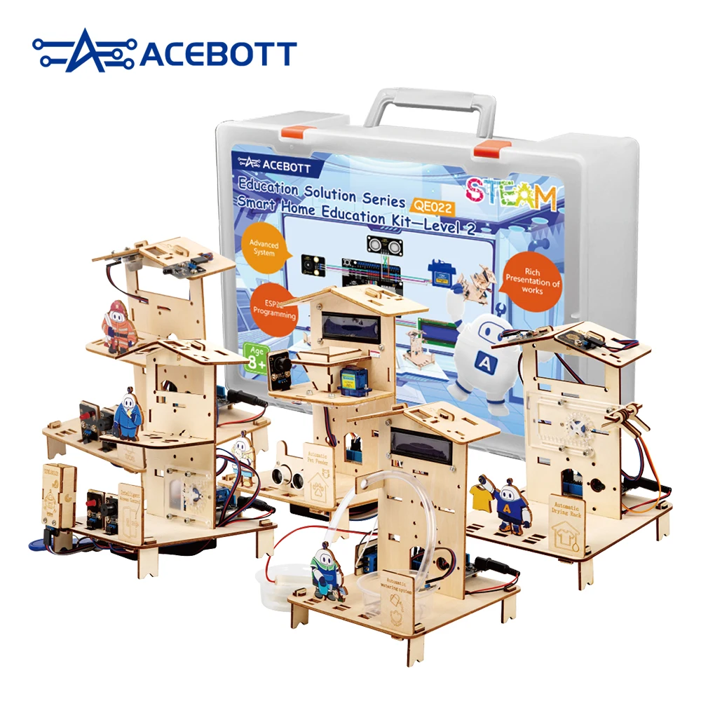 ACEBOTT 스템 스쿨 스마트 홈 키트 교육 솔루션 시리즈, Arduino Uno R3 ESP32 용 교육 자료 포함