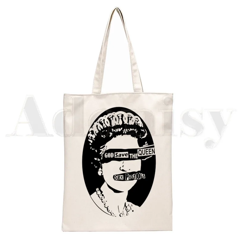 Sex Pistols Nostalgia Retro Rock Band Music Ullzang Handbag Women Elegant Canvas Bag Shoulder Bags Casual Shopping Girls Handbag