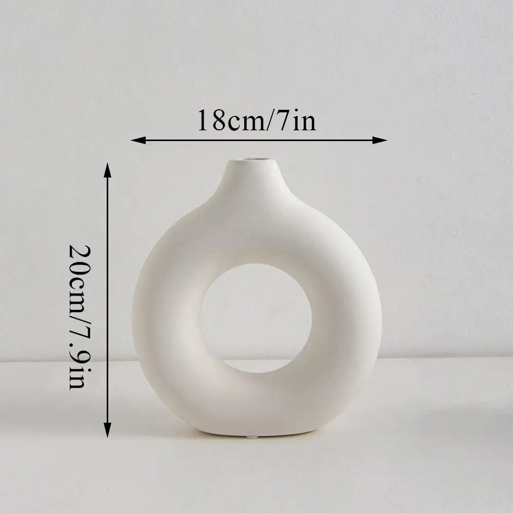 Simple Plastic Vase Donut Shape Single Flower Pot Home Living Room Decoration Table Ornaments Circle Flower Arrangement Vase 6