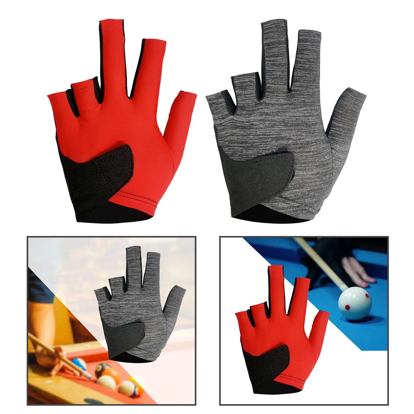 Cue Separate Finger Gloves Left Hand Indoor Game Elastic Nonslip Wear Resistant Adjustable Wrist Adults Durable Pool Cue Gloves