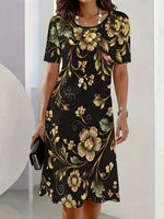 Nouvelles Robes Élégantes à Imprimé Floral pour Femmes 2026 – Col Rond, Manches Courtes – Vêtements Féminins pour l'Été, les Voyages et les Vacances 2