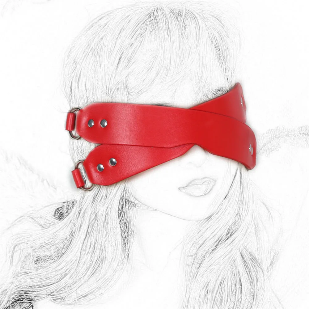 Punk Cross Blindfolds Masks PU Leather Half Face Mask Cosplay Costume Accessory Women's Sexy Masquerade Parties Clothing Bondage Gear SM Products_voghion.com