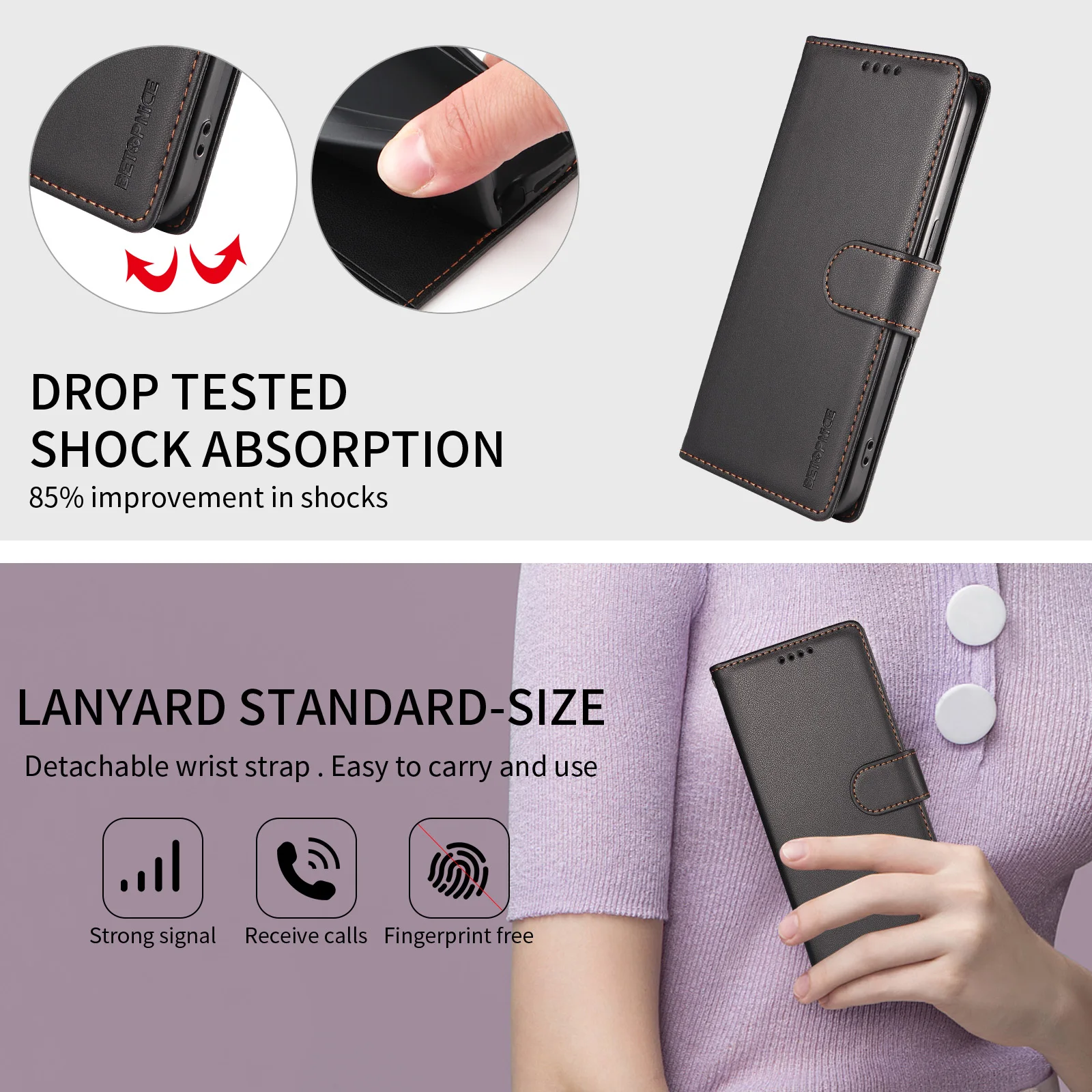 Magnetic RFID Blocking Leather Shockproof Case Cover