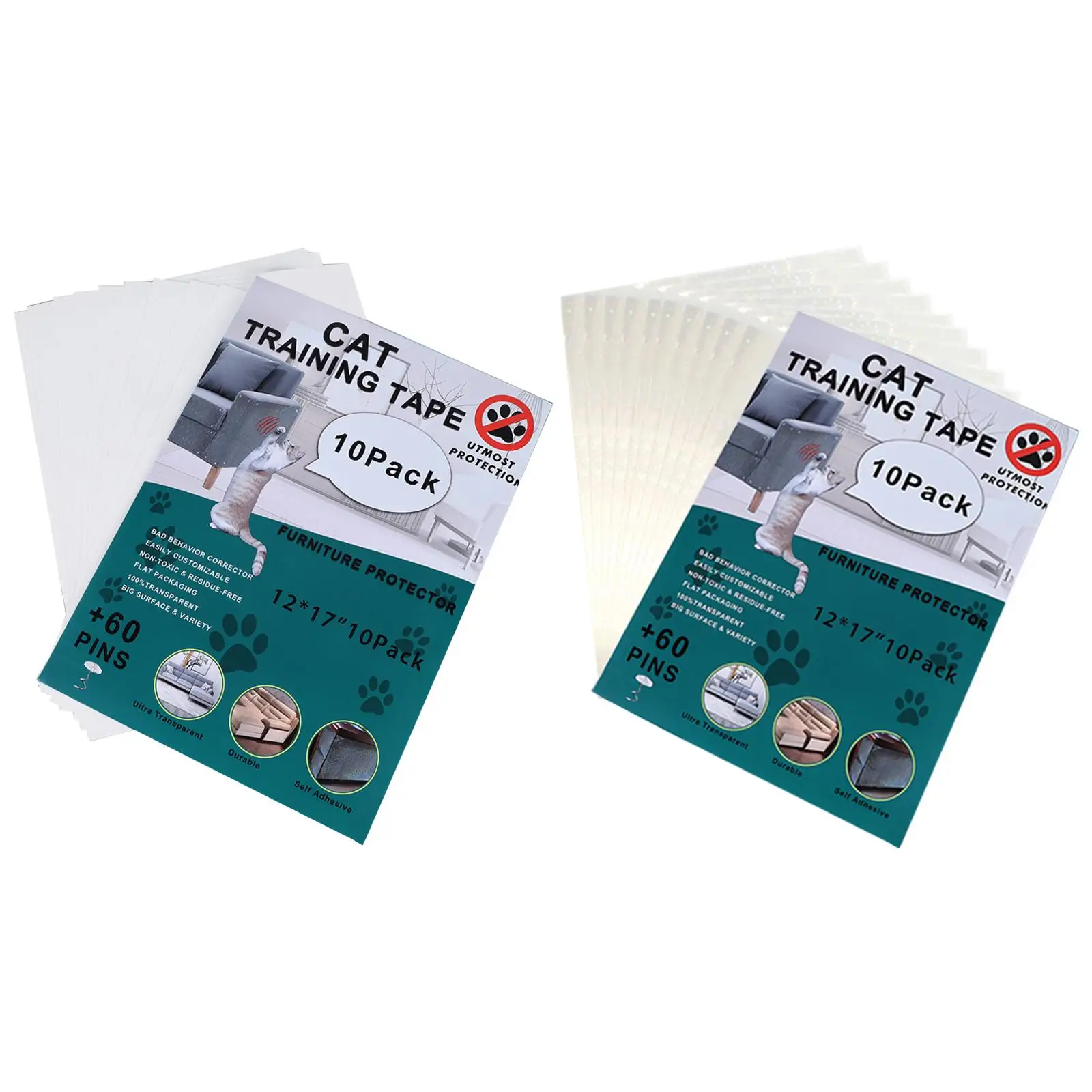 10 Pieces Cat Couch Protector Clear Anti Scratch Cat Deterrent Training Tape Cat Furniture Protector Protection Accessories