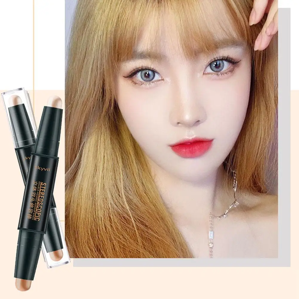 

Natural Stereo Double Head Highlighting Shadow Contouring Pen Light Delicate Face Concealer Stick Brightening Retouch Skin Tone