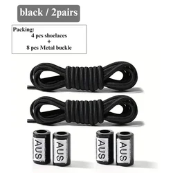 Comfortable Elastic No - Tie Shoelaces for Effortless Wear (Black - 2pairs)