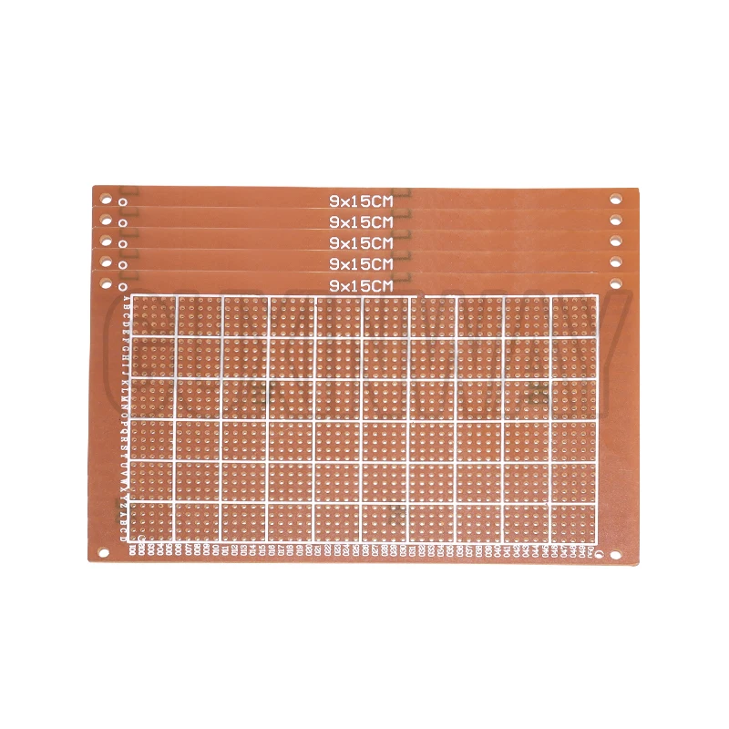 5개 9x15cm 아두이노용 범용 PCB 보드 노란색 단면 PCB 인쇄 회로 기판