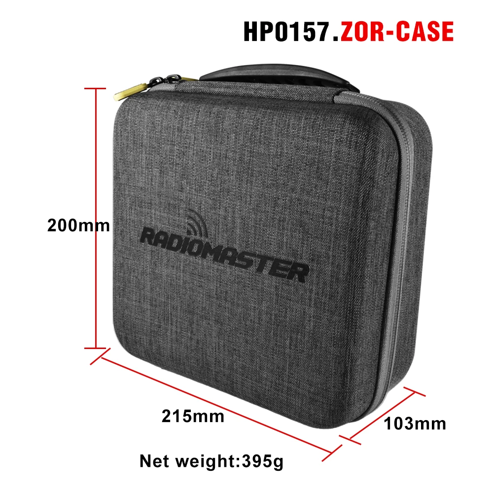 Intérieur de l'étui de protection pour radiocommande TX16s, mousse sur mesure et compartiment pour accessoires.