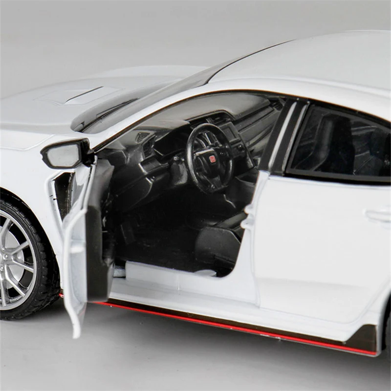 1:24 HONDA CIVIC TYPE R Alloy Sports Car Model Diecast & Toy Vehicle Metal Racing Car Model Sound and Light Collection Kids Gift 4