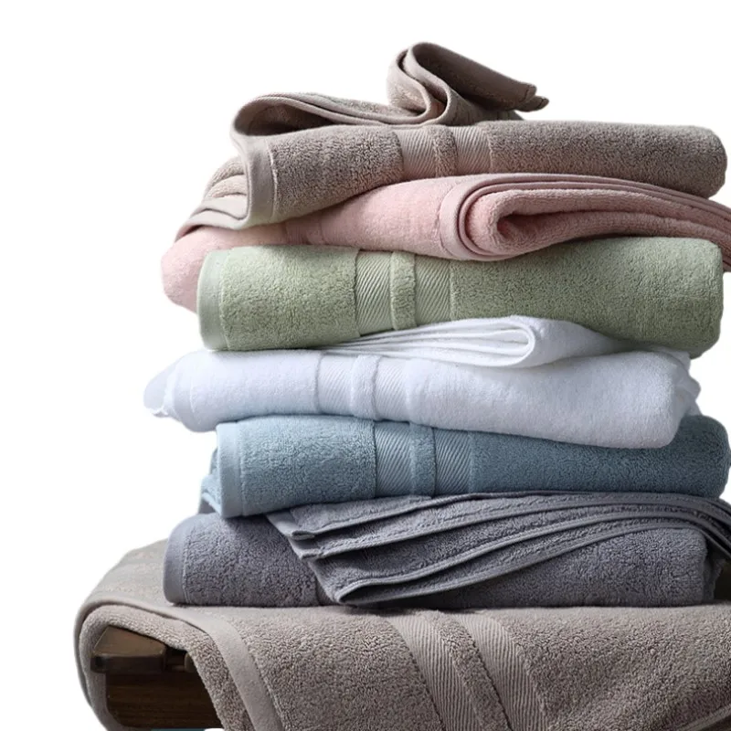 100 Cotton White Towel Set Bathroom Geometric Pattern Bath Towel For