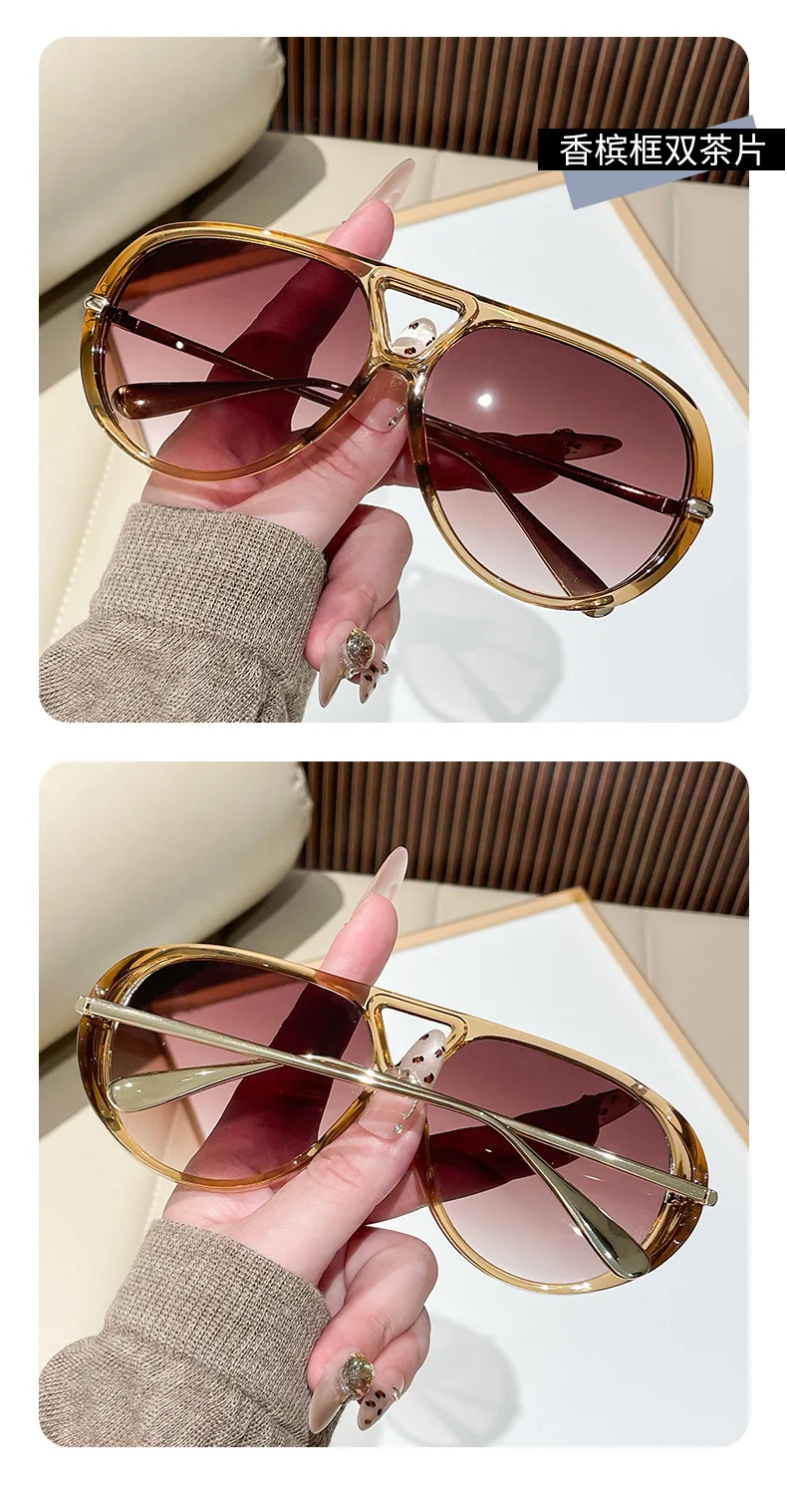 Übergroße Piloten-Sonnenbrille, 2025, neue Vintage-Doppelsteg-Sonnenbrille für Damen, trendiges Luxus-Markendesign, Outdoor-Sonnenbrille – Detail 13