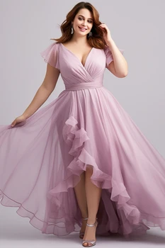 Romantic Plus Size Pink Wedding Guest Dress
