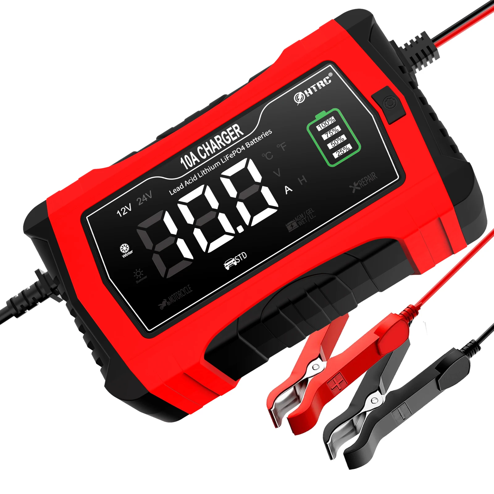 24ｖ用　Lifepo4充電器 HTRC 12V-24V 10A Lifepo4 車のバッテリー充電器 7 段階パルス