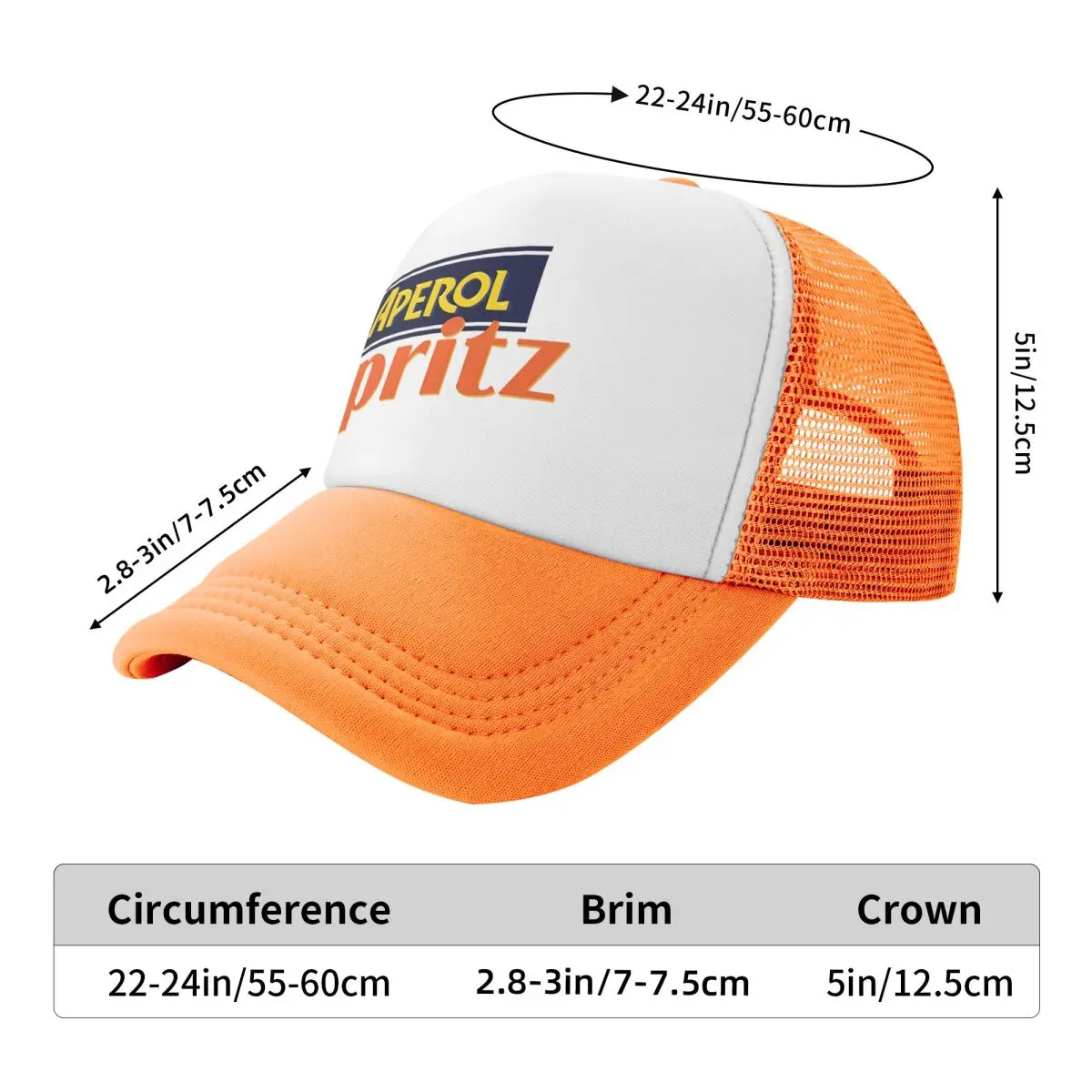 Aperols Spritz Trucker Hat Sport Drinking Alcohol Dad Hat Trucker Hat Sun Hats Adjustable Polyester Mesh Baseball Caps Spring 6