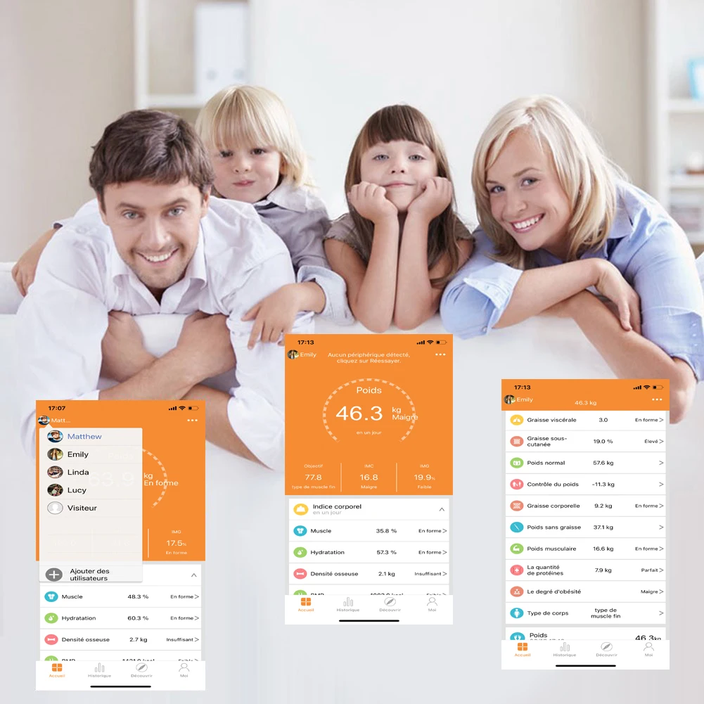 Bluetooth Body Fat Scale Smart Home 150KG Weight Scale with BMR Test Hidden LED Display Heart Rate Monitor for Household Use