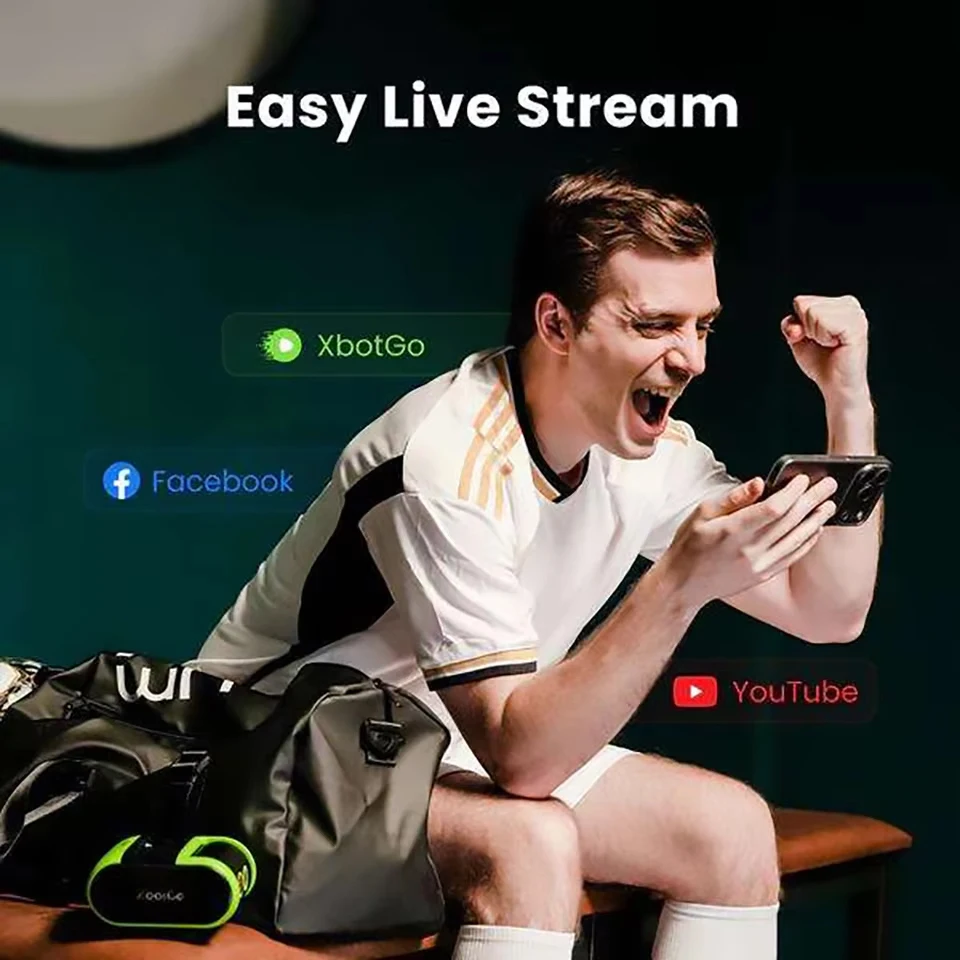 XbotGo Falcon 4K 예측형 AI 스포츠 모션 카메라, 축구 경기 선수 자동 추적 및 라이브 스트리밍 지원