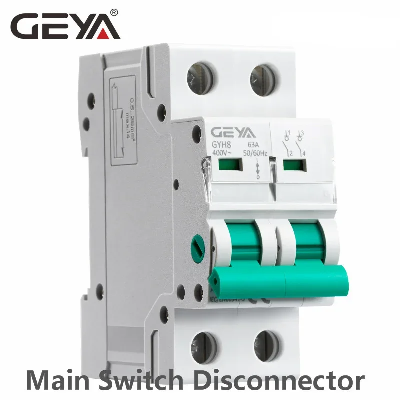Din Rail 2Pole Main Switch Function Disconnector Switch Isolator Circuit Breaker 400VAC DP Breaker GEYA GYH8