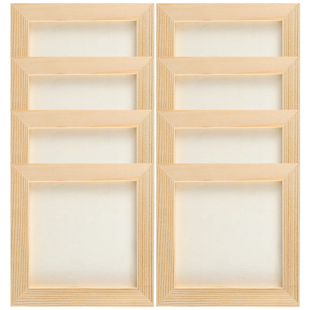 

8 Pcs Clay Picture Frame Photo Wood DIY Blank Crafts Kids Painting Wooden Frames