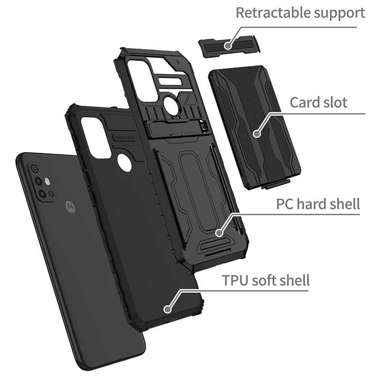 Shockproof Armor Phone Case with Card Holder for Moto Motorola G Series