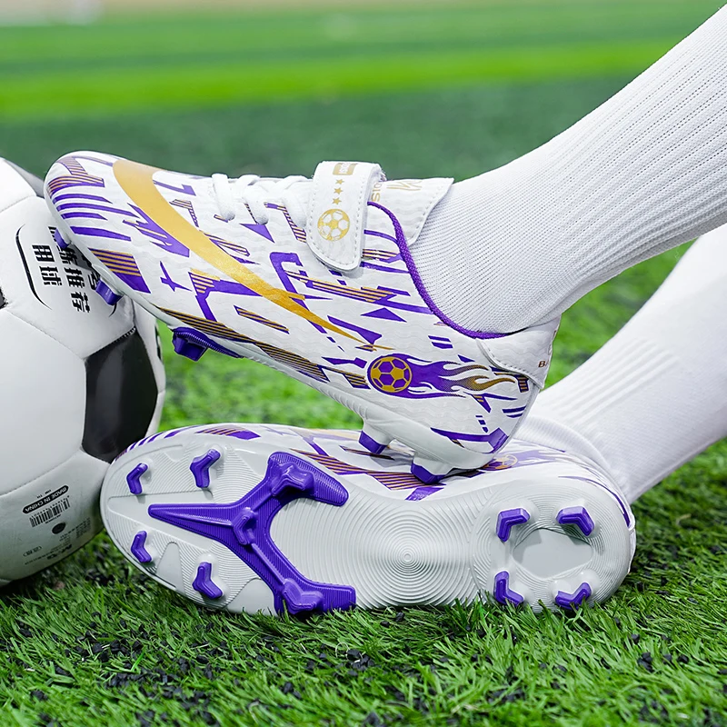 Outdoor Blue Children's Football Shoes Lightweight Non-slip Soccer Shoes For Boys Girls Fashion Casual Leather Kids Sports Shoes