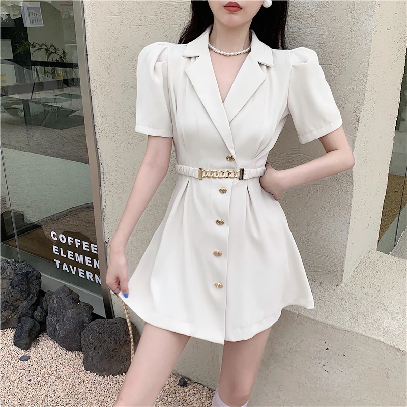 

Women New Notched Neck Black Sheath Long Blazer Dress Fashion Slim Lace Up OL Work Bodycon Casual Office Lady Business